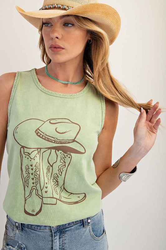 Boots Print Sleeveless Top