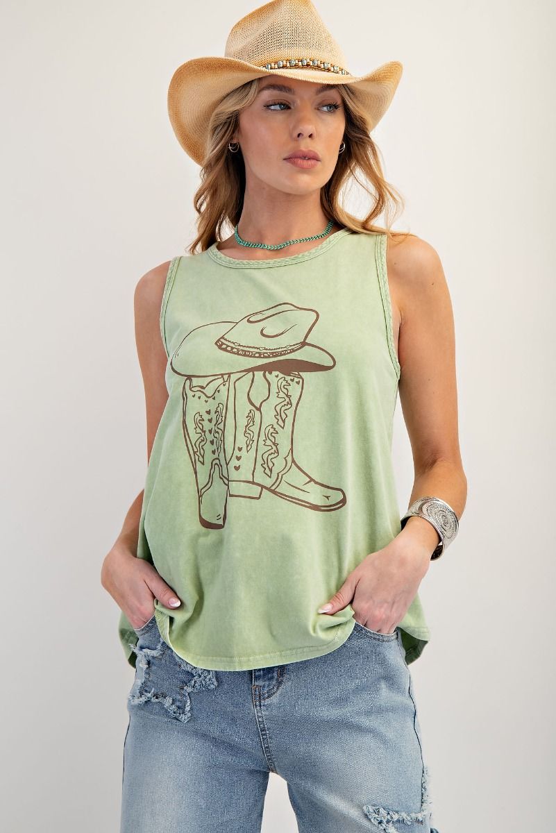 Boots Print Sleeveless Top