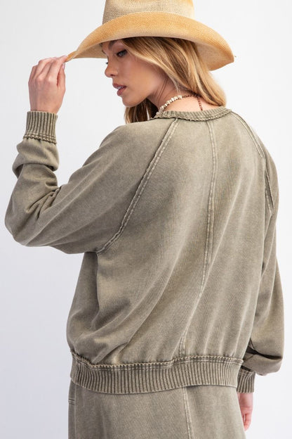 Mineral Washed Terry Knit Pullover