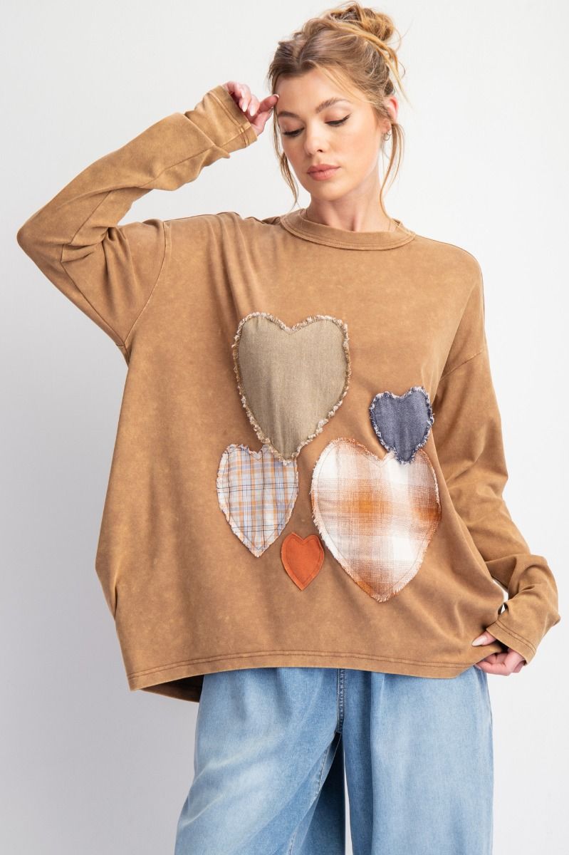 Heart Patch Mineral Washed Knit Top