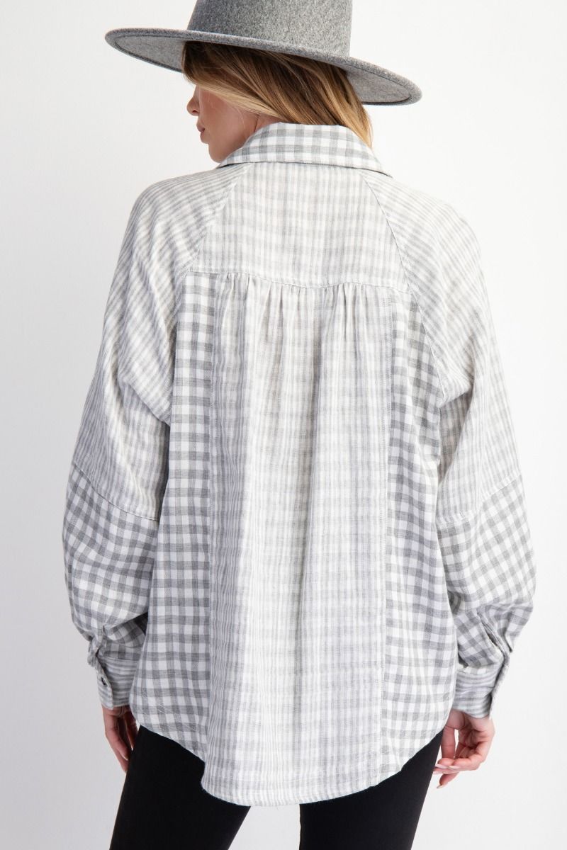 Checkboard Mix Cotton Gauze Shirt