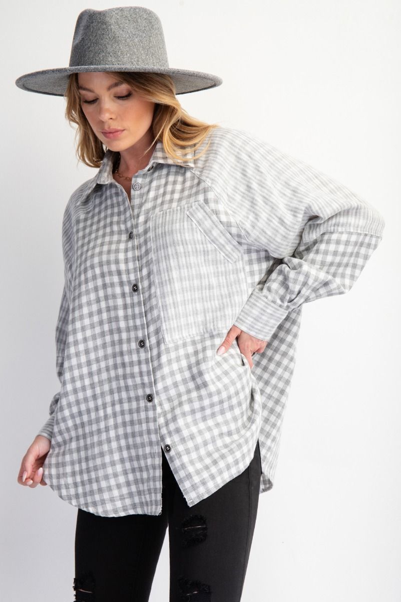 Checkboard Mix Cotton Gauze Shirt