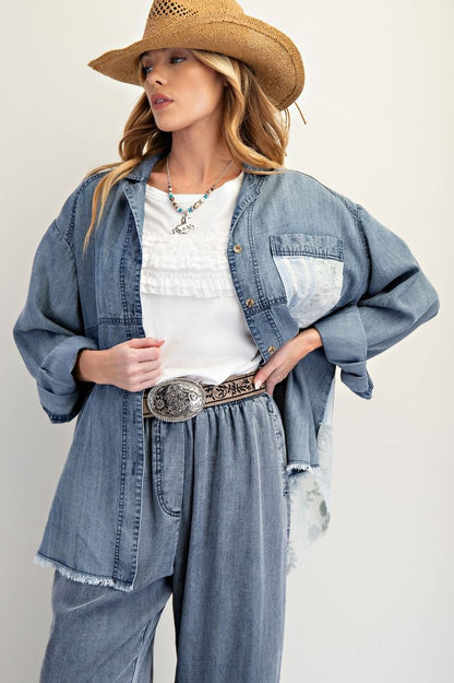 Washed Patchwork Button Down