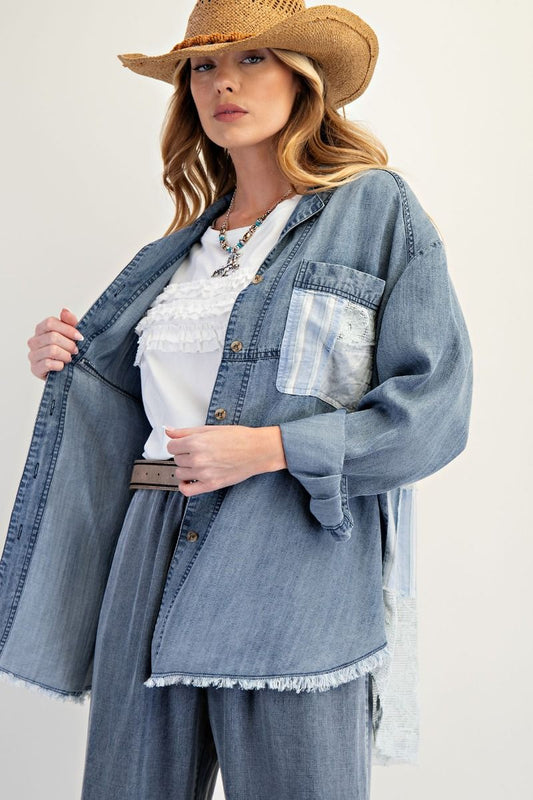 Washed Patchwork Button Down