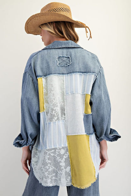 Washed Patchwork Button Down