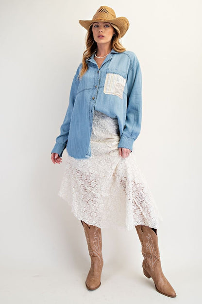 Washed Patchwork Button Down