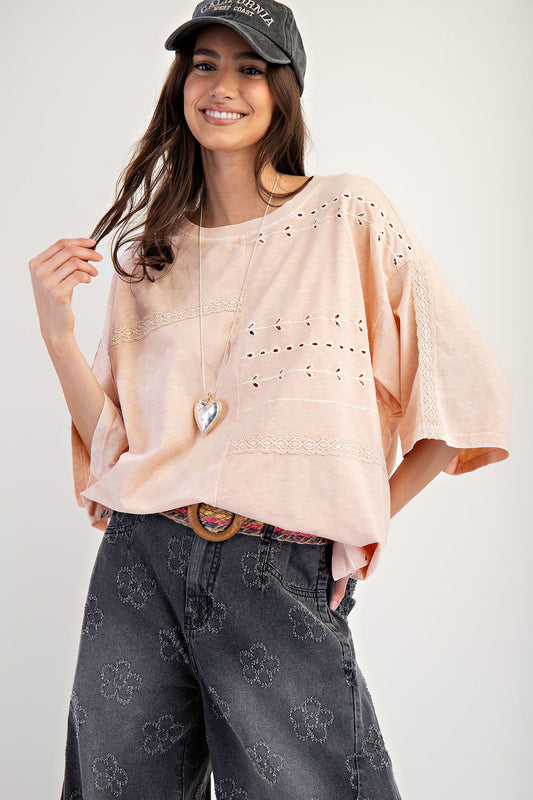Lace Cotton Slub Top