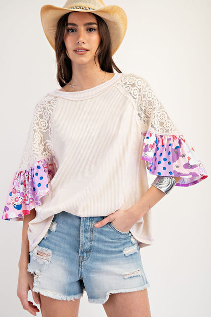 Lace Mix Ribbed Tunic