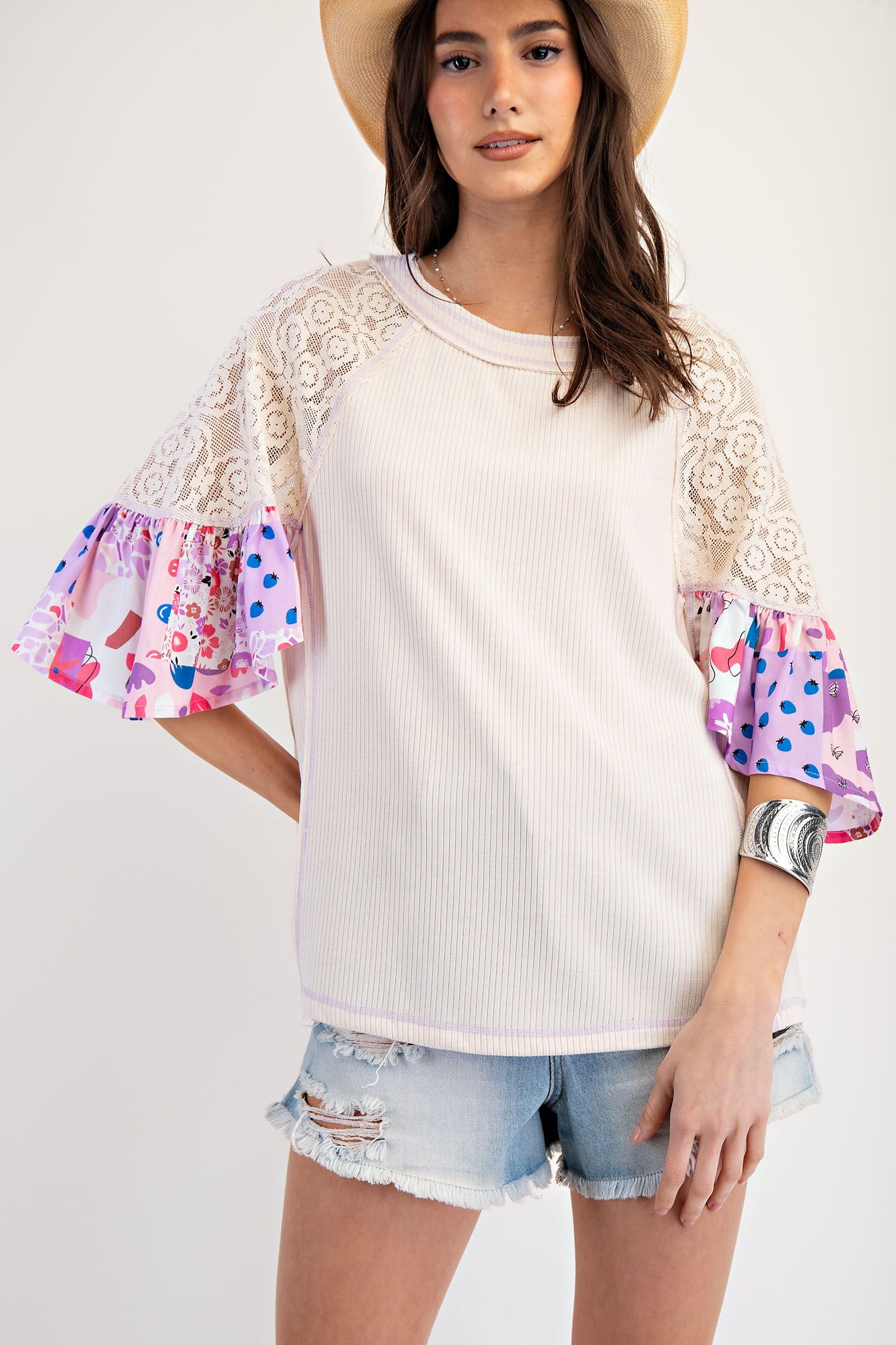 Lace Mix Ribbed Tunic