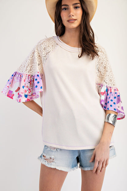 Lace Mix Ribbed Tunic