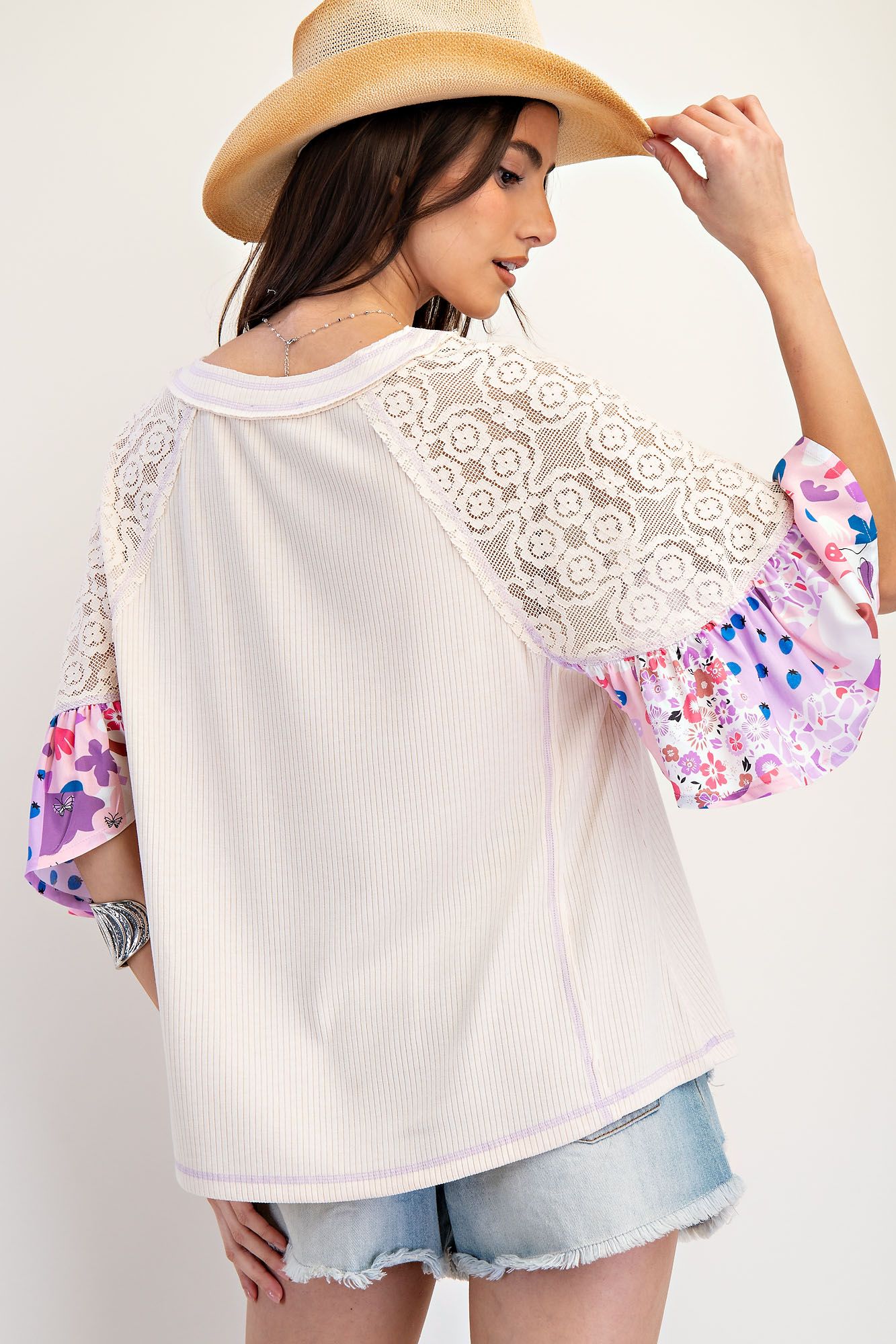 Lace Mix Ribbed Tunic