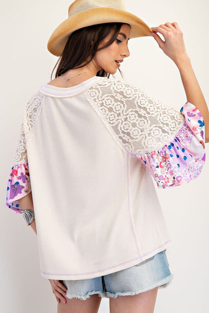 Lace Mix Ribbed Tunic