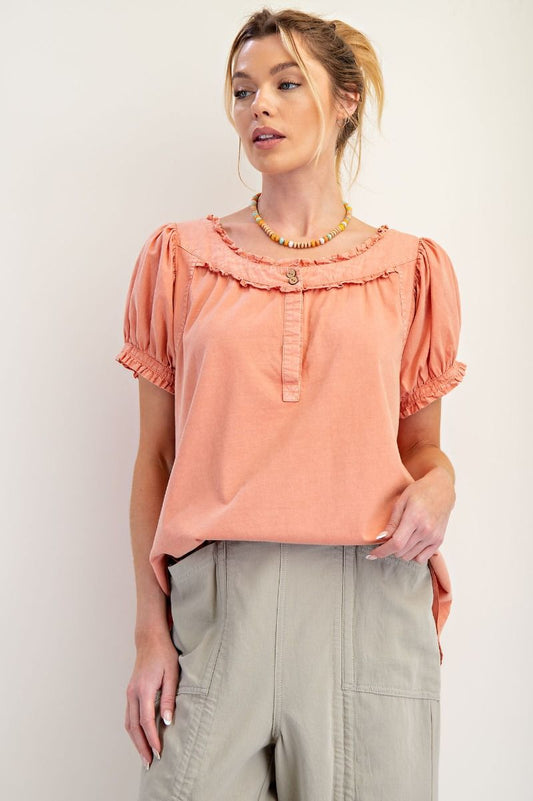 Ruffle Mineral Wash Top