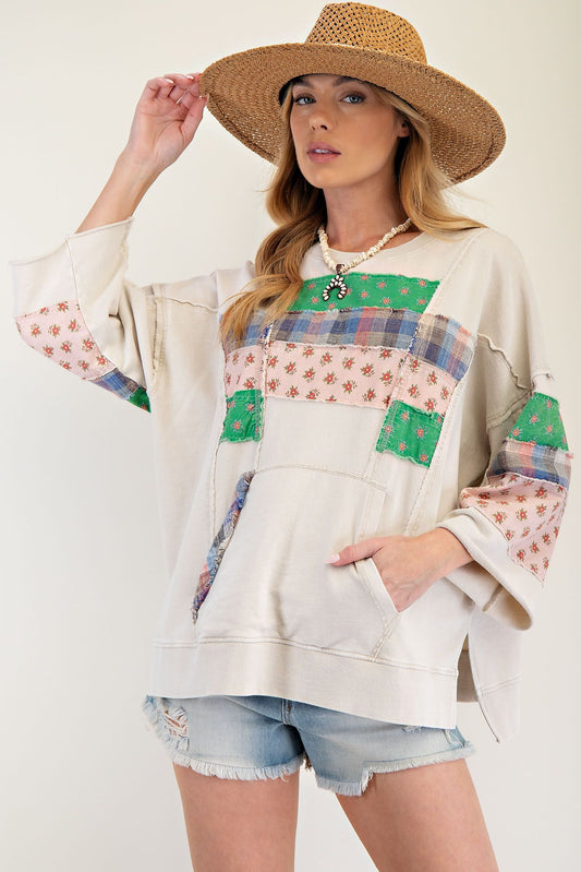 Patchwork Mineral Wash Pullover
