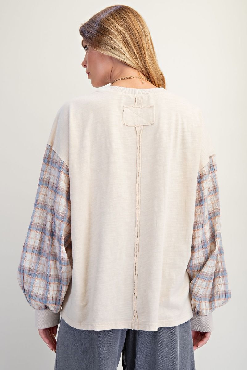 Patchwork Sleeve Flower Top