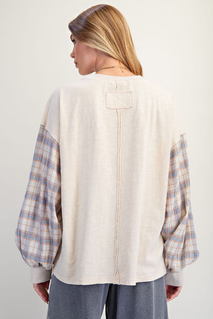 Patchwork Sleeve Flower Top