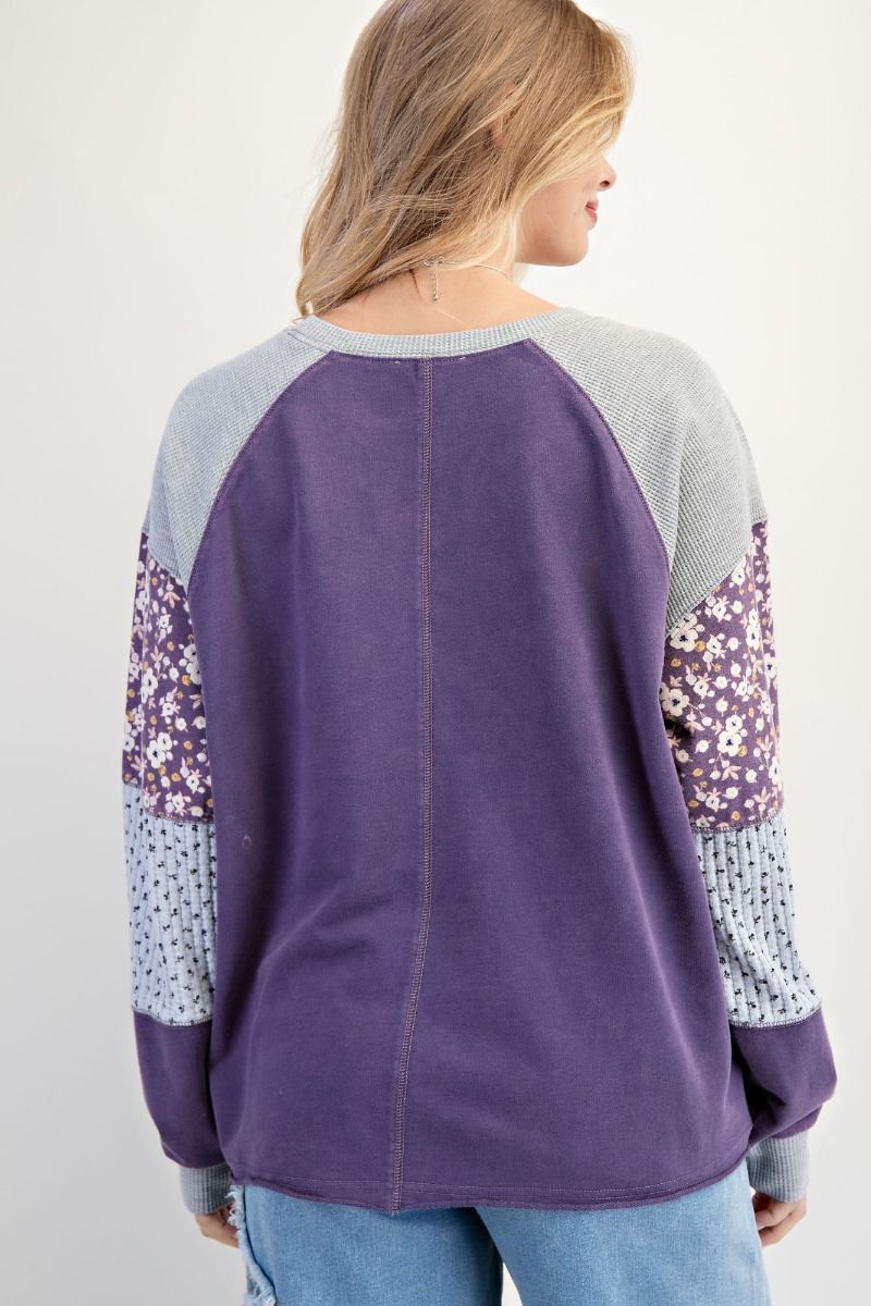 Patchwork Sleeve Pullover