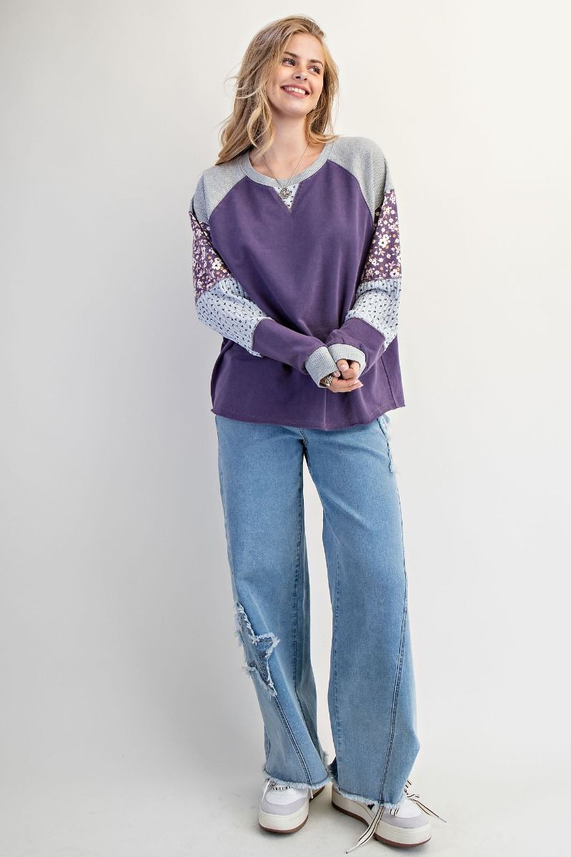 Patchwork Sleeve Pullover