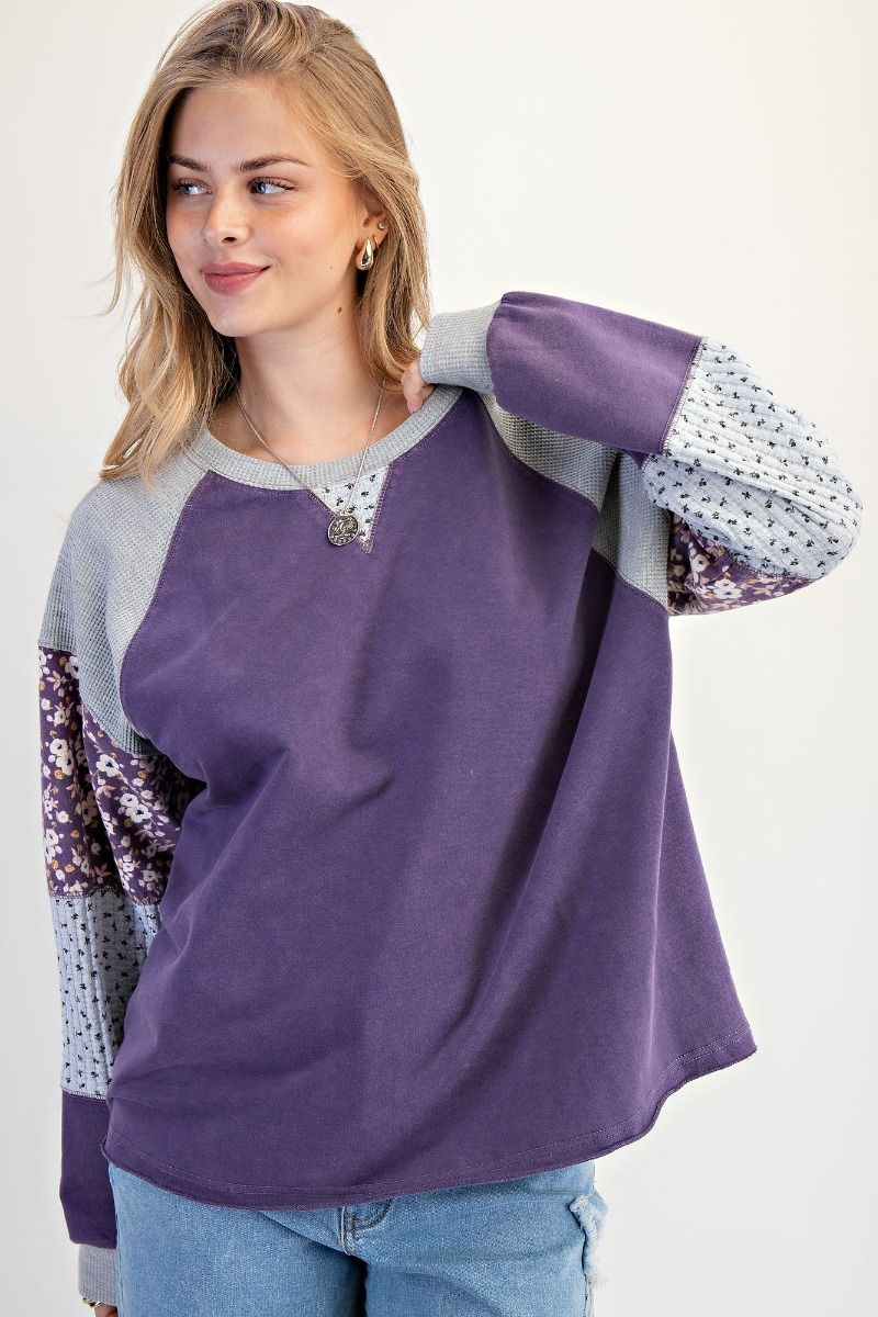 Patchwork Sleeve Pullover