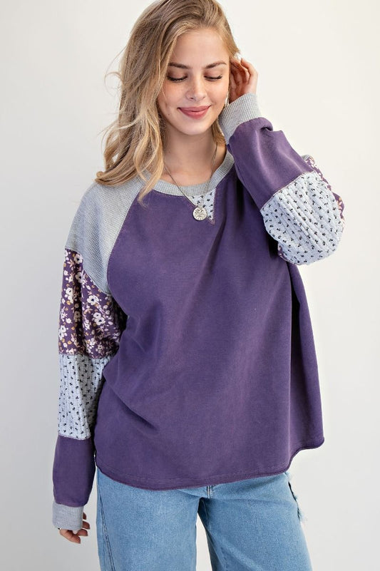 Patchwork Sleeve Pullover