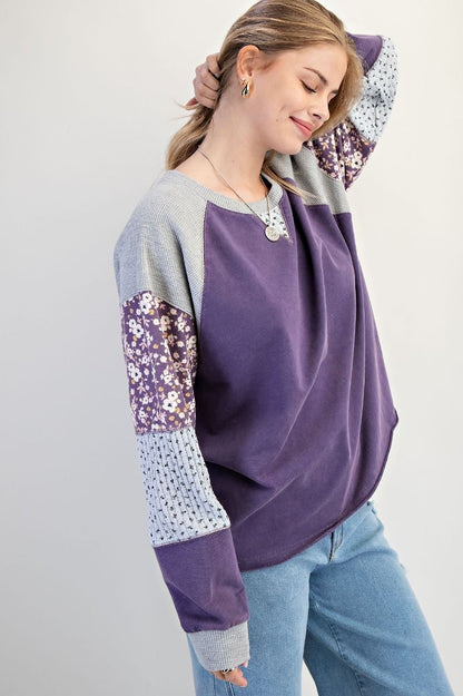 Patchwork Sleeve Pullover