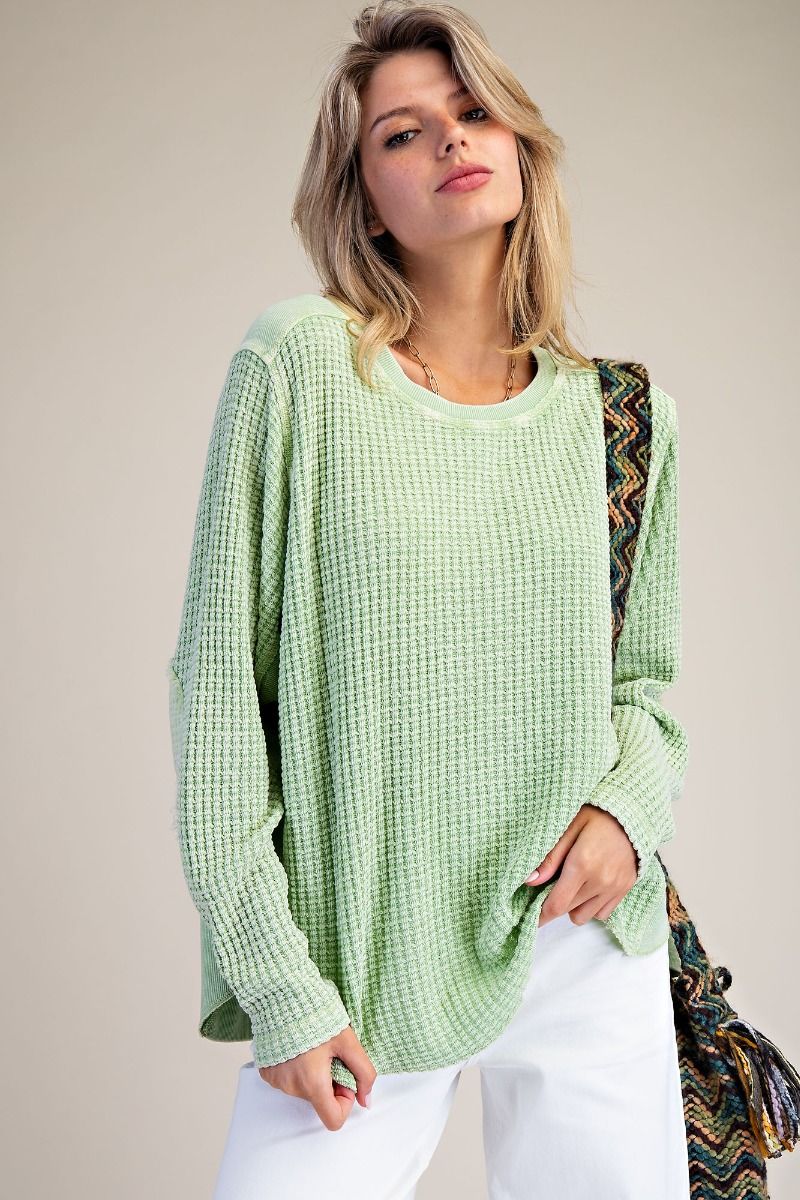Thermal Waffle Knit Top