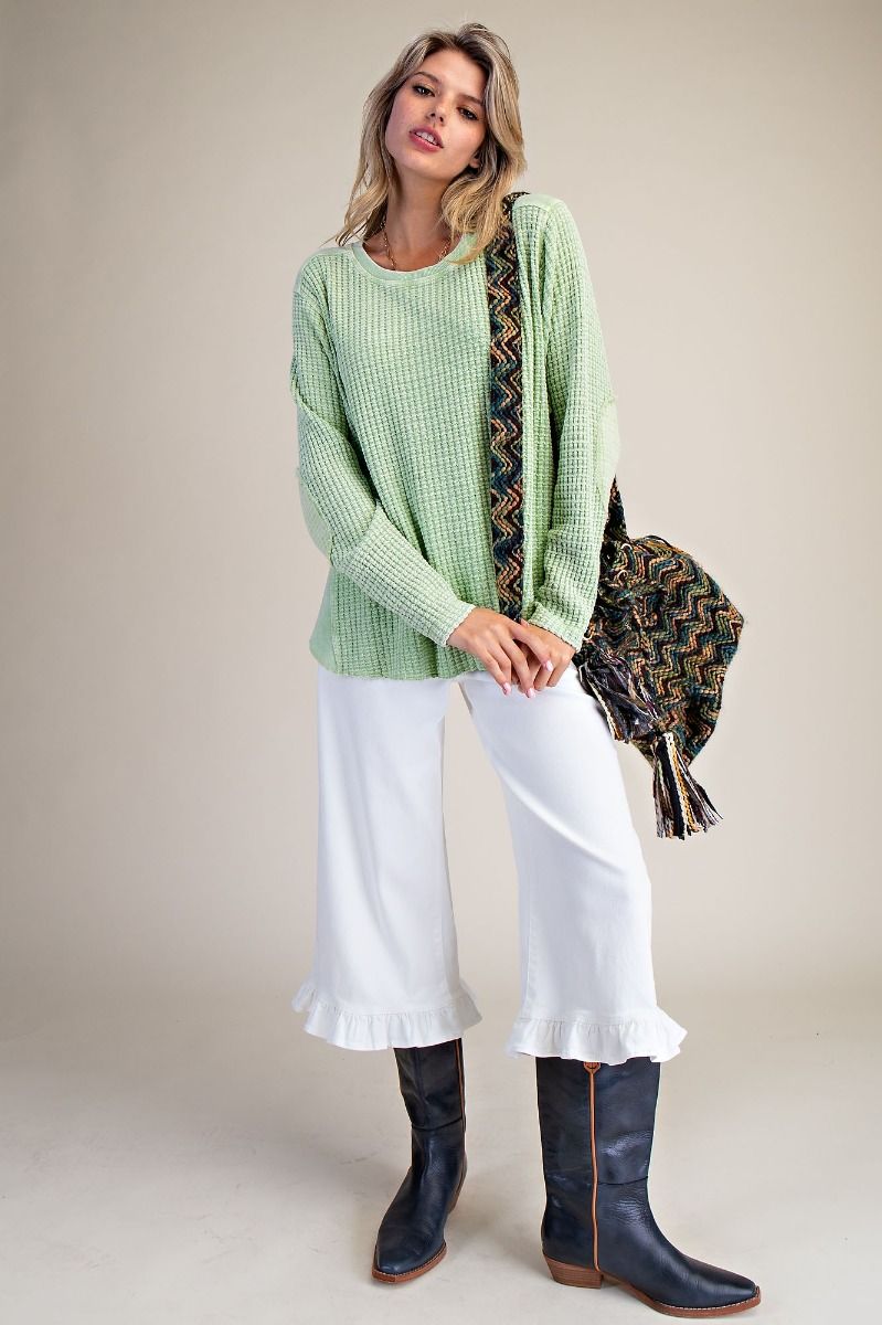 Thermal Waffle Knit Top