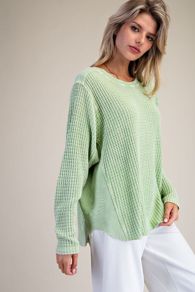 Thermal Waffle Knit Top