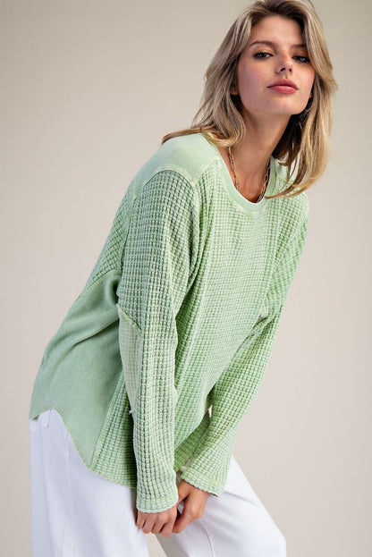 Thermal Waffle Knit Top