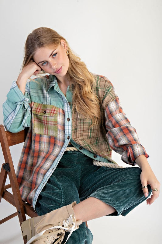 Patchwork Plaid Shacket