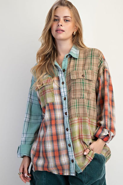 Patchwork Plaid Shacket