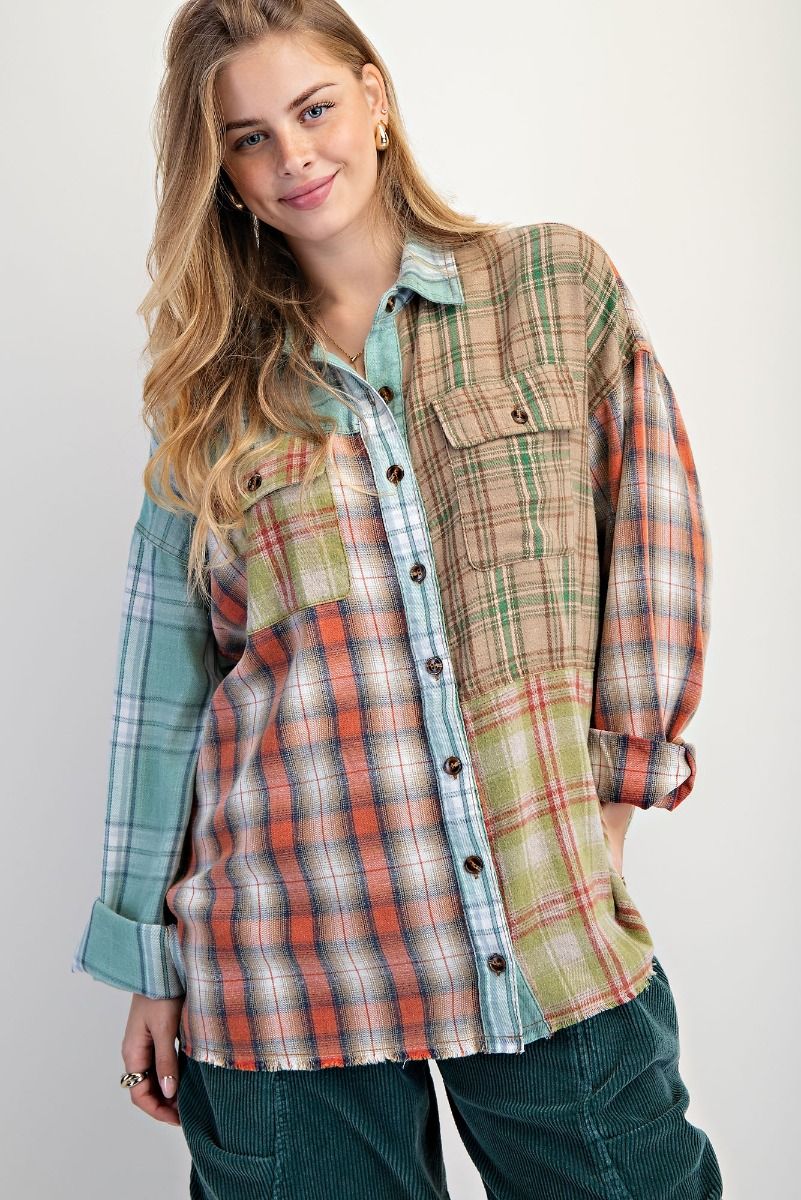 Patchwork Plaid Shacket