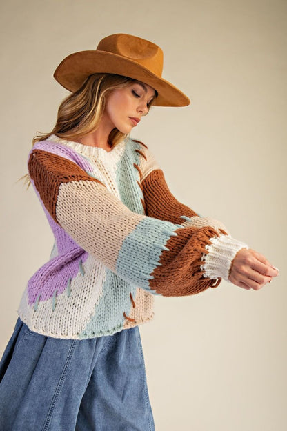 Color Block Knit Sweater
