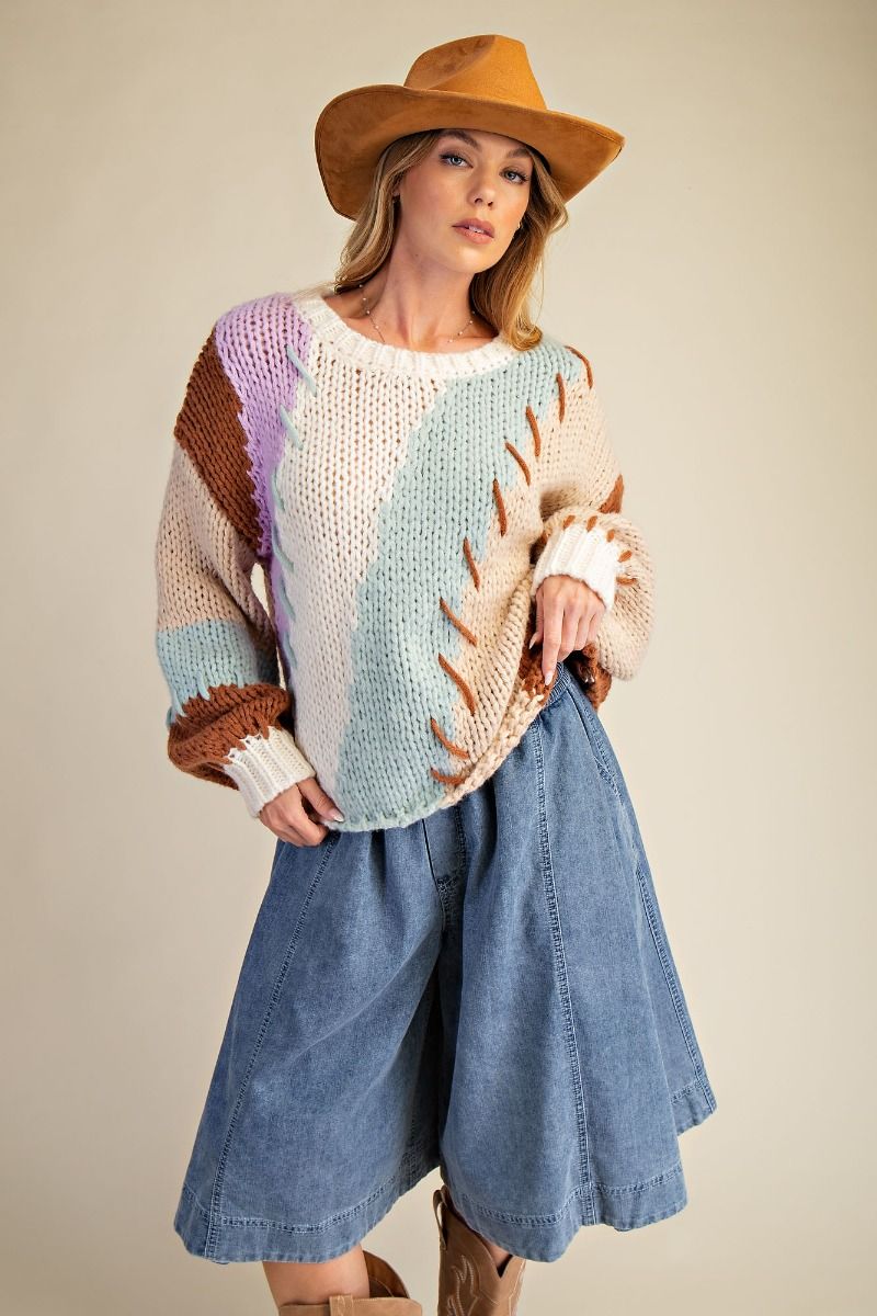 Color Block Knit Sweater