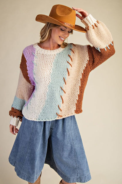 Color Block Knit Sweater