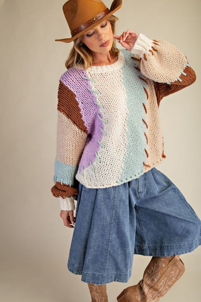 Color Block Knit Sweater