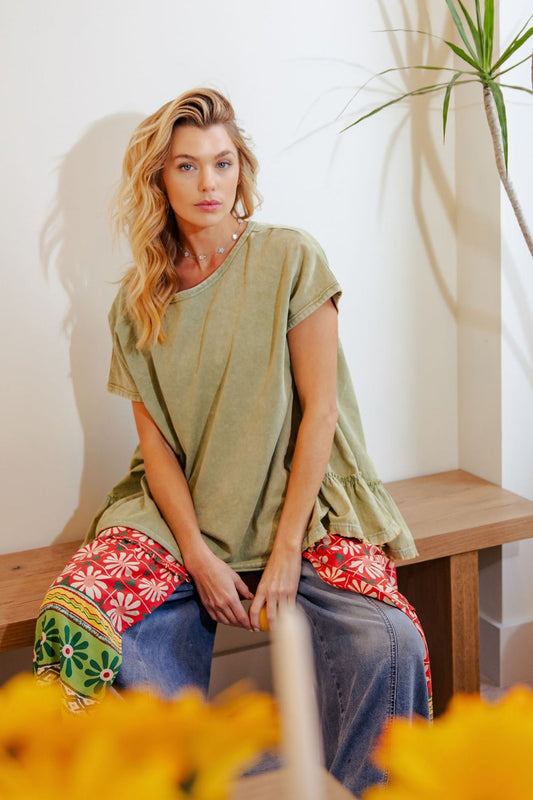 Ruffle Back Washed Tunic