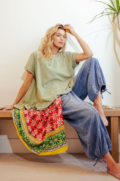 Ruffle Back Washed Tunic