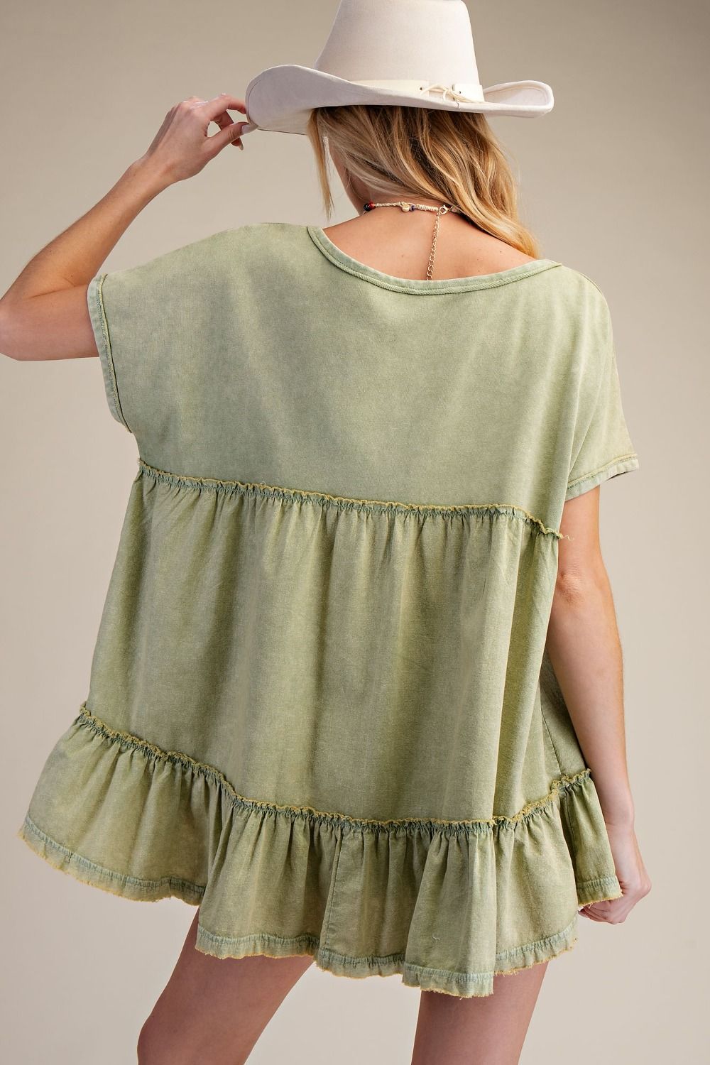 Ruffle Back Washed Tunic