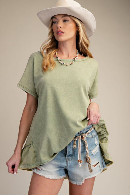 Ruffle Back Washed Tunic