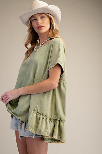 Ruffle Back Washed Tunic