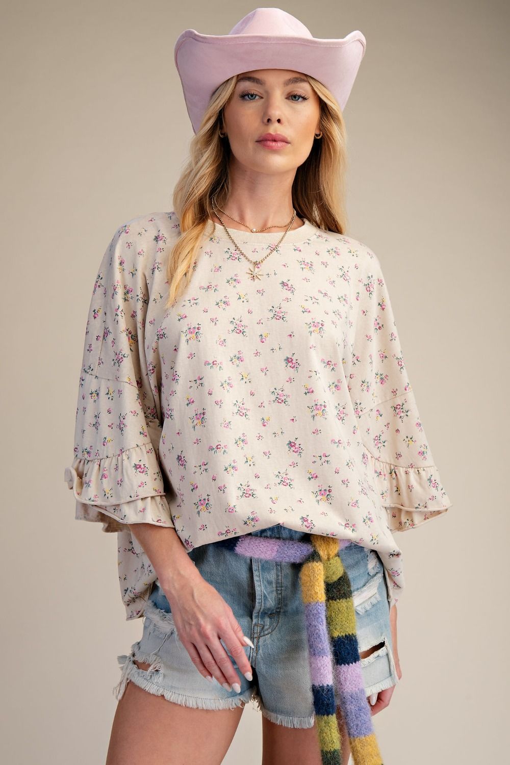 Ruffle Sleeve Cotton Top