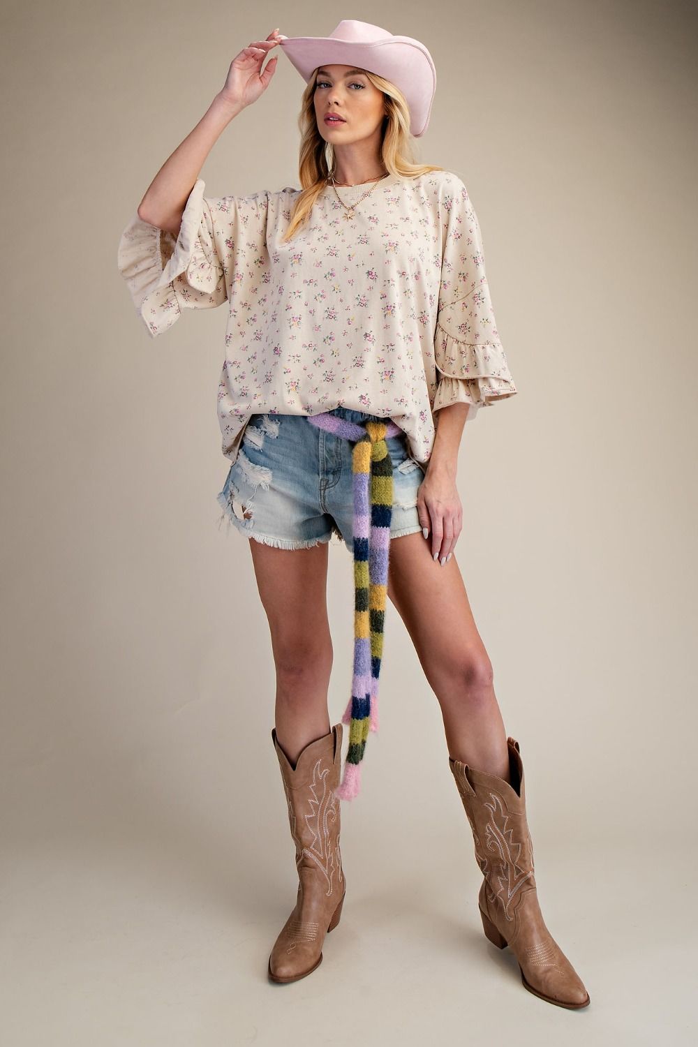 Ruffle Sleeve Cotton Top