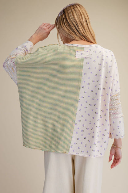 Patchwork Floral Stripe Top