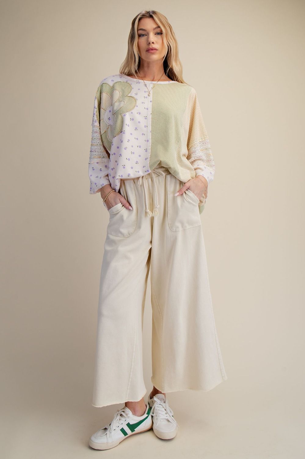 Patchwork Floral Stripe Top