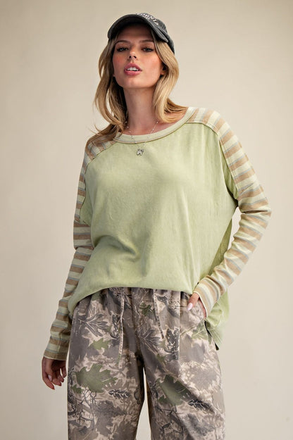 Stripe Boat Neck Top
