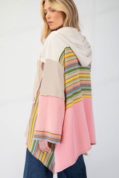 Long Sleeve Color Block Hoodie