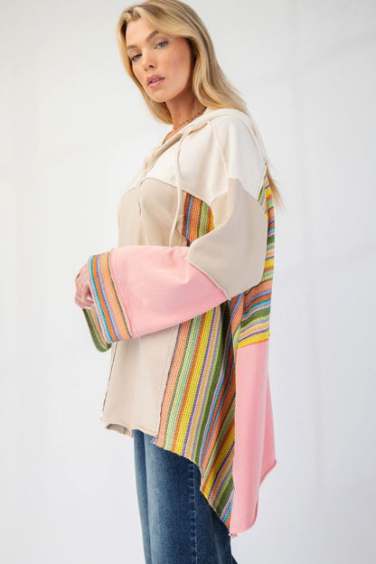 Long Sleeve Color Block Hoodie