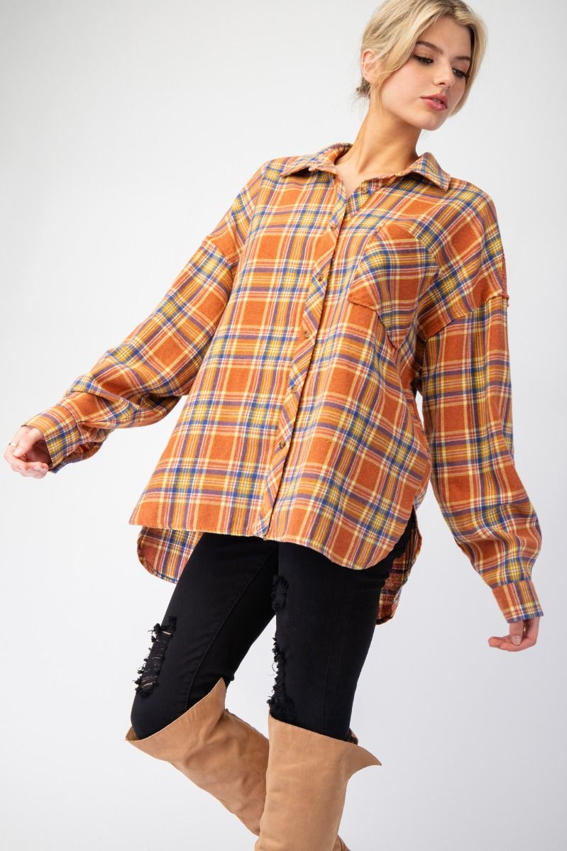 Plaid Mineral Washed Button Down Shirt