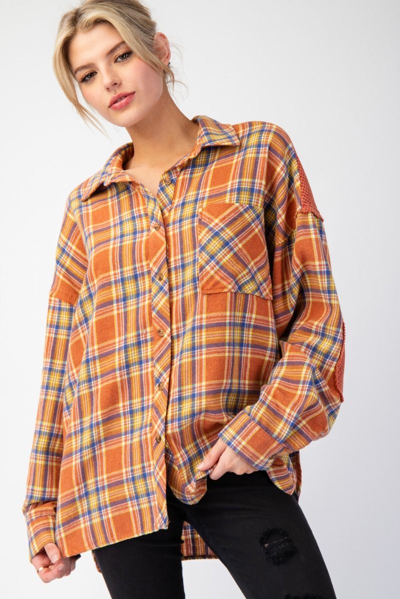 Plaid Mineral Washed Button Down Shirt